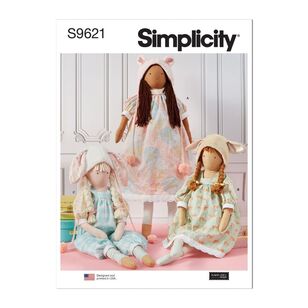 Simplicity Sewing Pattern S9621 Lanky Plush Dolls and Clothes White One Size