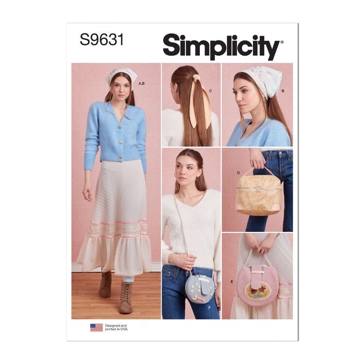 Simplicity Sewing Pattern S9631 Misses' Pettiskirt, Hair Accessories and Purses