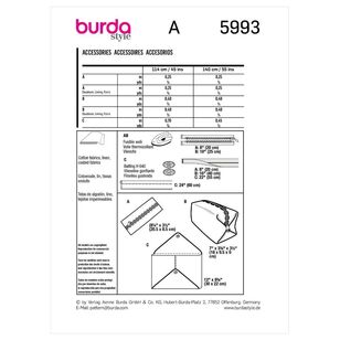 Burda Sewing Pattern B5993 Accessories White One Size