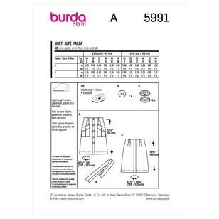 Burda Sewing Pattern B5991 Women's Skirt White 8-18 (34-44)