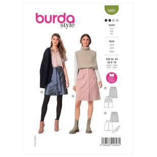 Burda Sewing Pattern B5991 Women's Skirt White 8-18 (34-44)