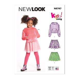 New Look Sewing Pattern N6747 Children's Hoodie and Skirts White 3 - 8