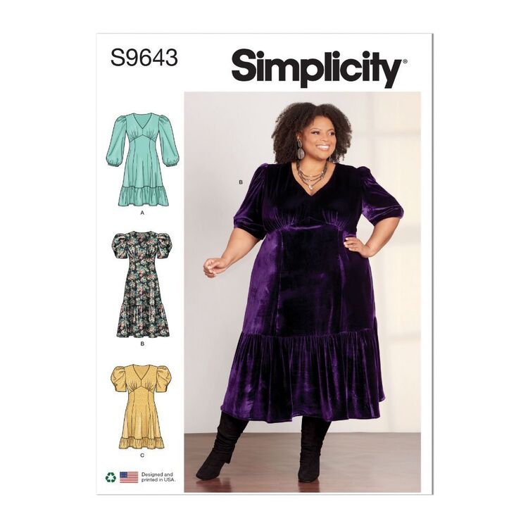 Simplicity S9643 Women's V-Neck Dresses Pattern
