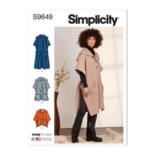 Simplicity Sewing Pattern S9649 Misses' Ponchos White Small - XX Large