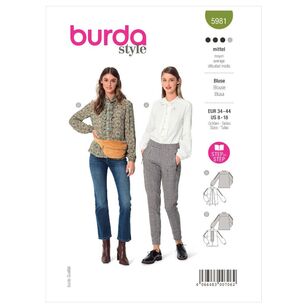 Burda Sewing Pattern B5981 Women's Blouse White 8-18 (34-44)