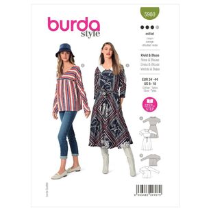 Burda Sewing Pattern B5980 Women's Dress and Blouse White 8-18 (34-44)