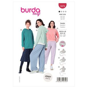 Burda Sewing Pattern B5979 Women's Sweatshirt White 8-22 (34-48)