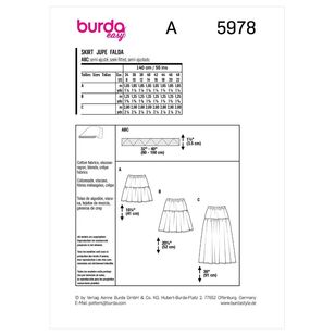 Burda Sewing Pattern B5978 Women's Skirt White 8-22 (34-48)