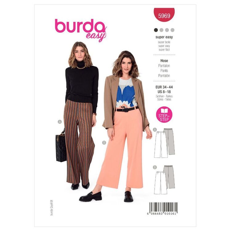 Burda Sewing Pattern B5969 Women's Pants White