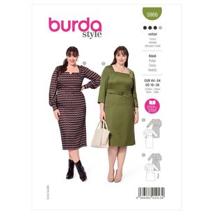 Burda Sewing Pattern B5966 Women's Dress White 18-28 (44-54)