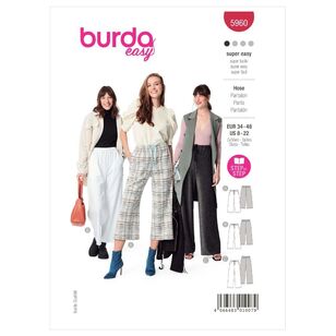 Burda Sewing Pattern B5960 Women's Pants White