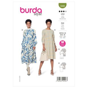 Burda Sewing Pattern B5948 Women's Dress White 8-18 (34-44)