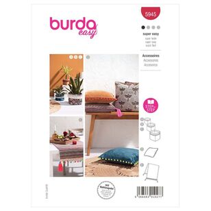 Burda Sewing Pattern B5945 Home Décor Accessories White Small - Large