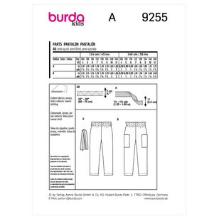 Burda Sewing Pattern B9255 Kids' Pants White 4-11 (104-146)