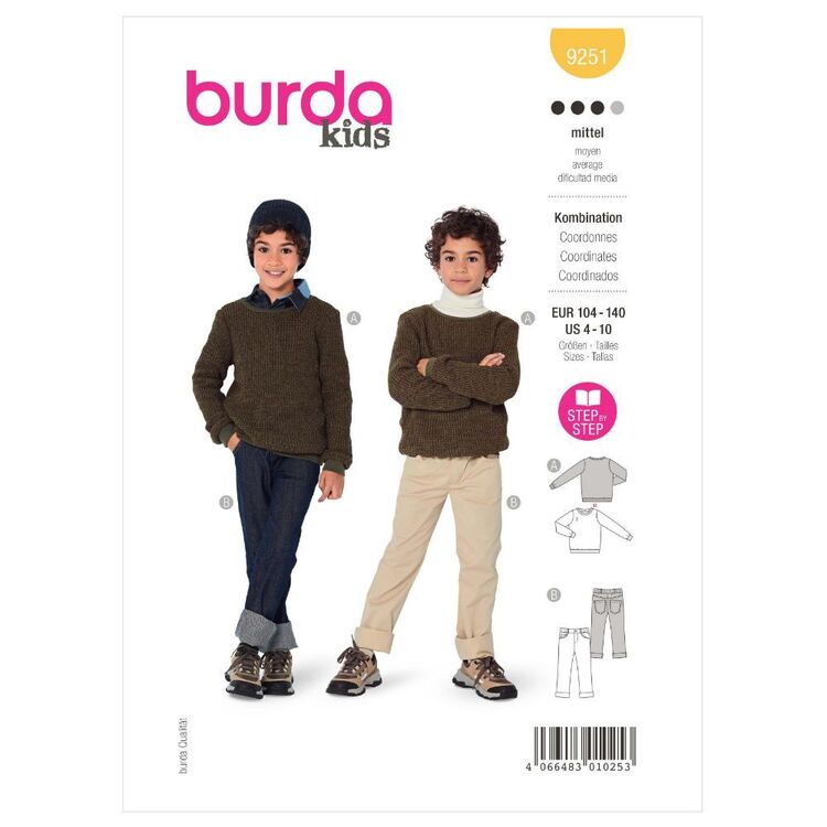 Burda Sewing Pattern B9251 Kids' Coordinates White 4-10 (104-140)