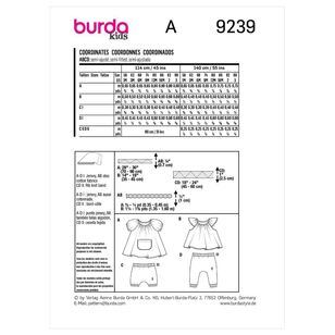 Burda Sewing Pattern B9239 Babies' Coordinates White 1M-3 (56-98)
