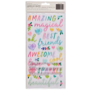 American Crafts Paige Evans Blooming Wild Phrase Puffy Thickers Multicoloured