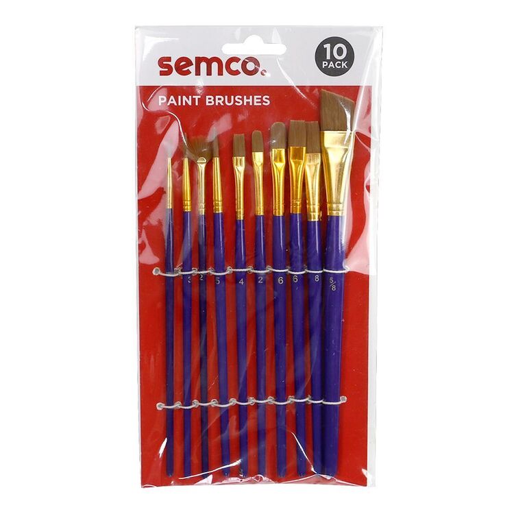 Semco Nylon Paint Brushes 10 Pack Natural