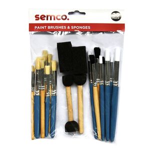Semco Paint Brushes & Sponges 25 Pack Multicoloured