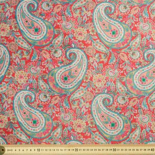 Paisley #2 140 cm Velvet Fabric Scarlet 140 cm