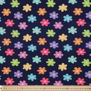 Texta Flower 148 cm Organic Cotton Spandex Jersey Navy 148 cm