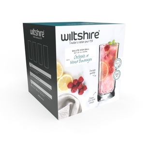Wiltshire Salute High Ball 430 ml Set of 4 Clear 430 mL