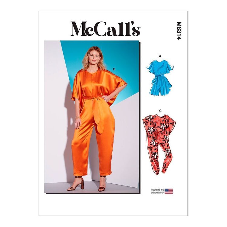 McCall's Sewing Pattern M8314 Misses' Romper, Jumpsuits and Sash White