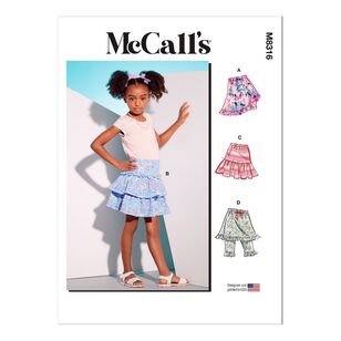 McCall's Sewing Pattern M8316 Children's Skorts White 2 - 6