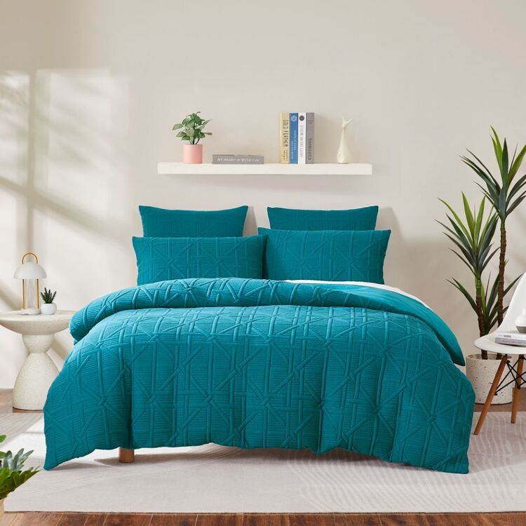 KOO Millie Jersey Quilted Quilt Cover Set Teal