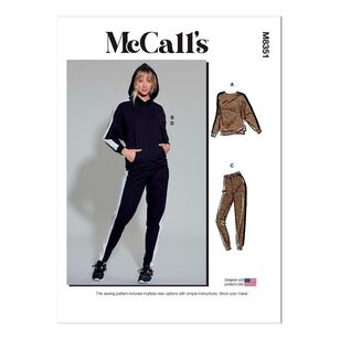 McCall's Sewing Pattern M8351 Misses' Lounge Pant, Top and Hoodie White