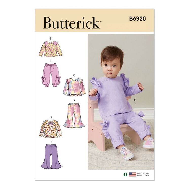 Butterick Sewing Pattern B6920 Infant's Knit Top and Pants White NB - X Large