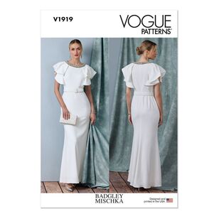 Vogue Sewing Pattern V1919 Misses' Full Length Dress with Belt White