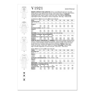Vogue Sewing Pattern V1921 Misses' Dress in Two Lengths White