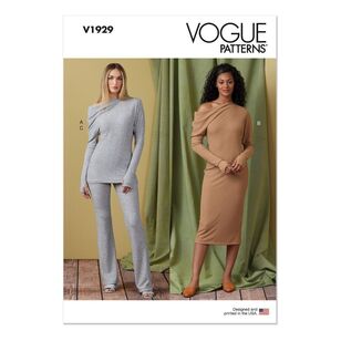 Vogue Sewing Pattern V1929 Misses' Knit Top, Dress and Pants White