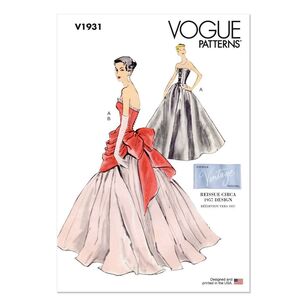 Vogue Sewing Pattern V1931 Misses' Dress and Overbodice with Pannier White
