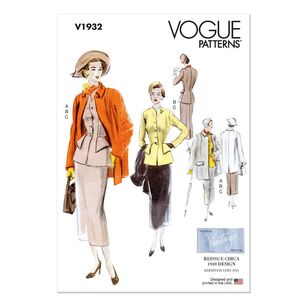 Vogue Sewing Pattern V1932 Misses' Suit and Coat White