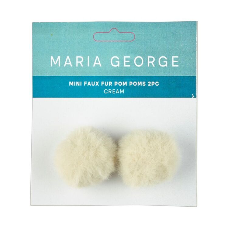Maria George Mini Faux Fur Pom Poms 2 Pack Cream