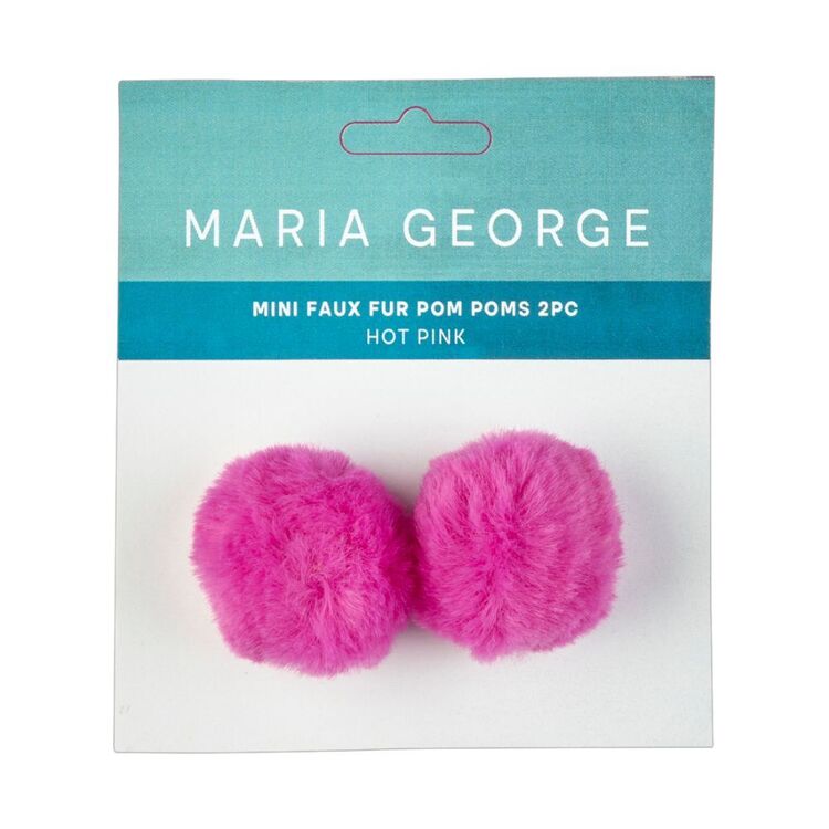 Maria George Mini Faux Fur Pom Poms 2 Pack Hot Pink