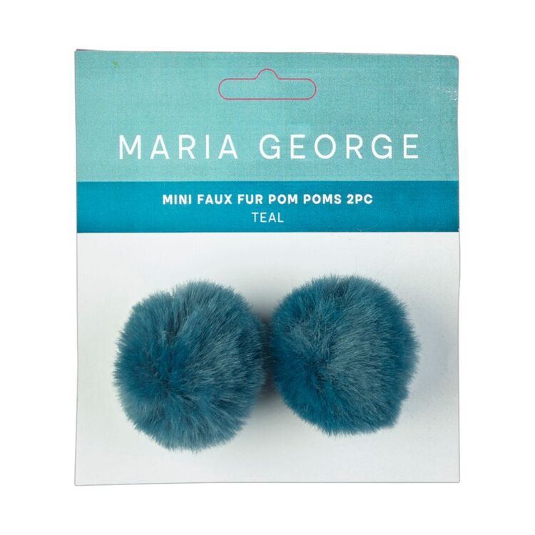 Maria George Mini Faux Fur Pom Poms 2 Pack Teal
