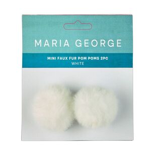 Maria George Mini Faux Fur Pom Poms 2 Pack White