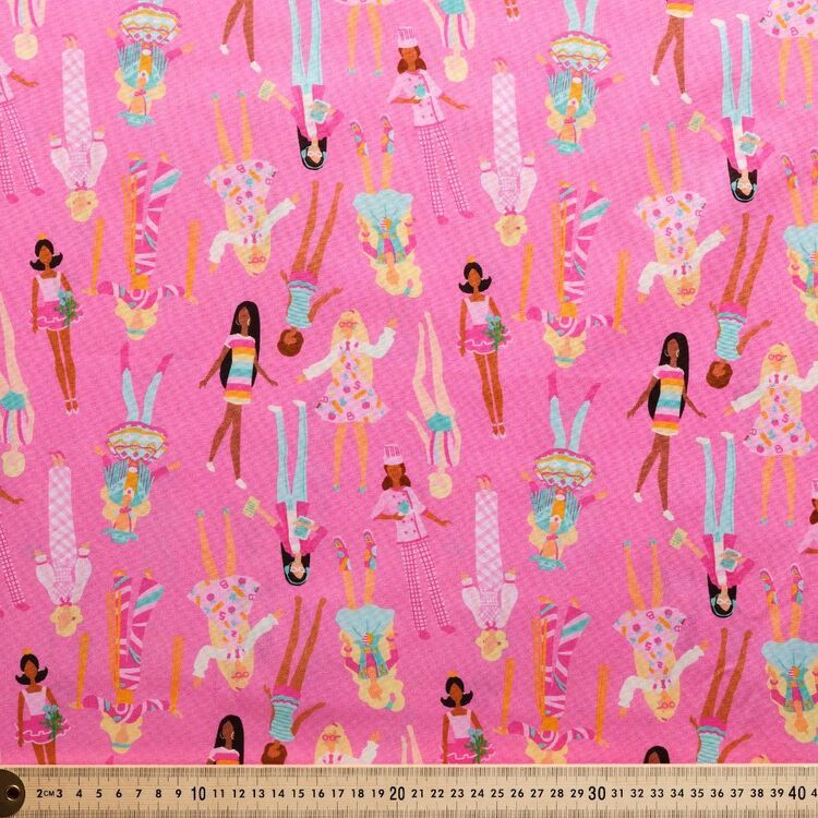 Mattel Barbie Tossed Barbies 112 cm Cotton Fabric Pink
