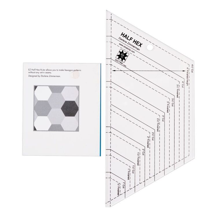 EZ Quilt Half Hex Ruler Multicoloured
