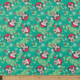 Disney Mickey/Minnie Heads & Holly 112 cm Cotton Fabric Green 112 cm