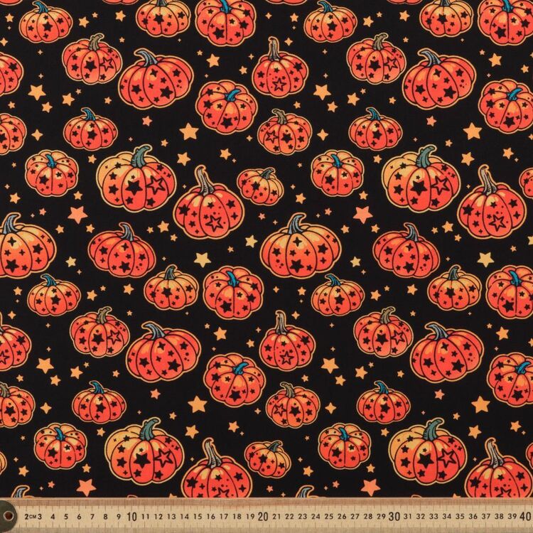 Pumpkin Patch Starry 112 cm Halloween Cotton Fabric Black
