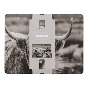 Culinary Co Highland Cow Placemat & Coaster Set Grey