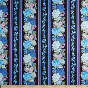 Timeless Treasures Ethereal Blues Stripe 112 cm Cotton Blender Fabric Multicoloured 112 cm