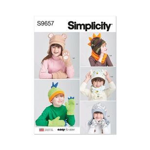 Simplicity Sewing Pattern S9657 Children's Hats and Mittens in Sizes S-M-L and Cowl Scarves White Small - Large
