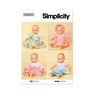 Simplicity Sewing Pattern S9660 15" Baby Doll Clothes White One Size