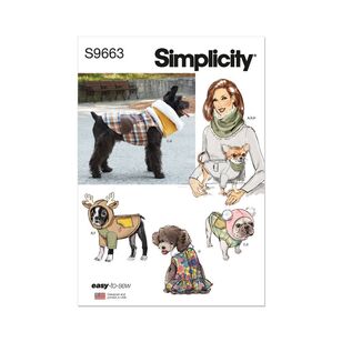 Simplicity Sewing Pattern S9663 Pet Coats with Optional Hoods and Cowls in Sizes S-M-L, and Adult Cowl White Small - Large