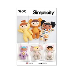 Simplicity Sewing Pattern S9665 14.5" Plush Dolls White One Size